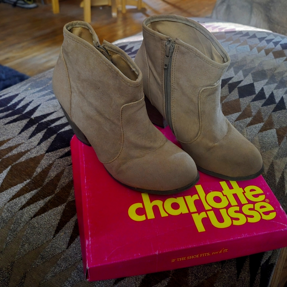 Charlotte Russe Suede Tan Ankle Boots